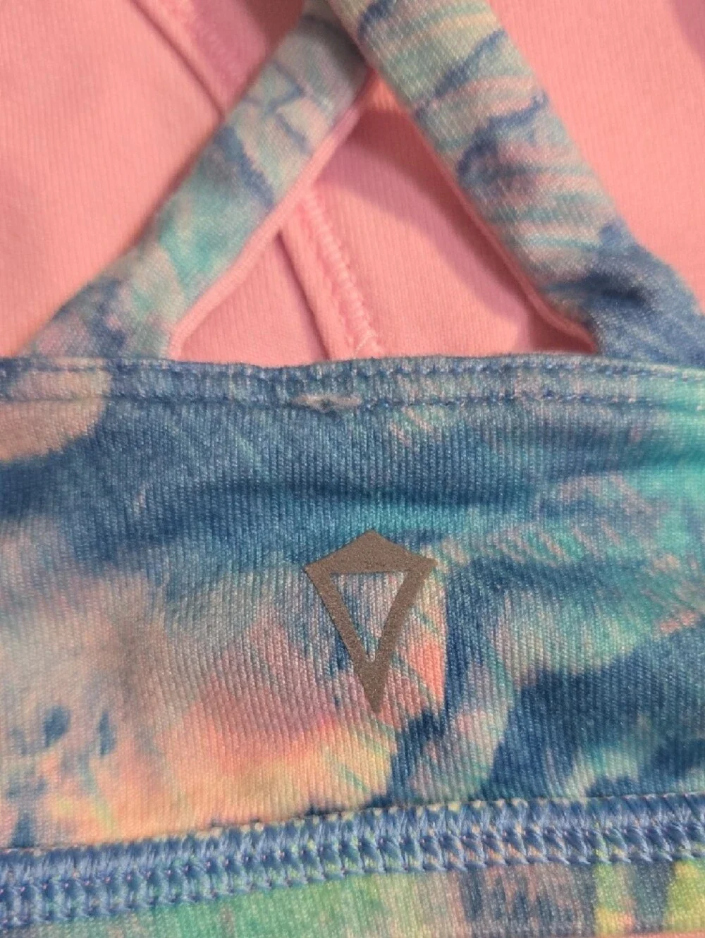 Invicta Kids Small Blue Tie-Dye Sports Bra Reversible Into Pink Blush Sports Bra